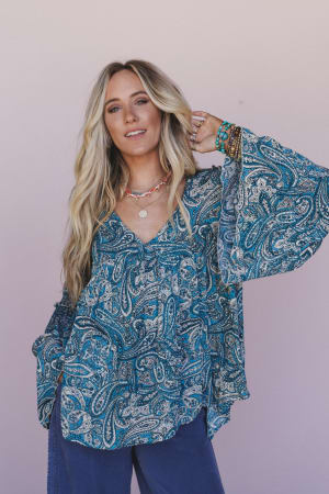 The Nest Brea Paisley Print Top: undefined