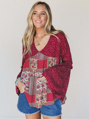 The Nest Brea Mixed Print Top: undefined