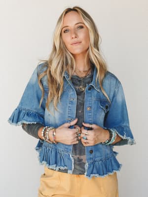Scottie Ruffle Denim Jacket: undefined