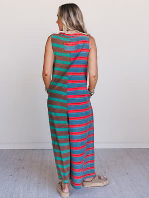 the-nest-cruise-lines-jumpsuit-teal-brown/Teal Brown