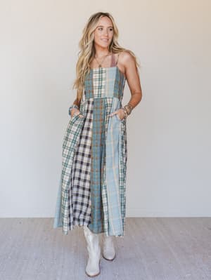 western-charm-checkered-dress-mint/Mint
