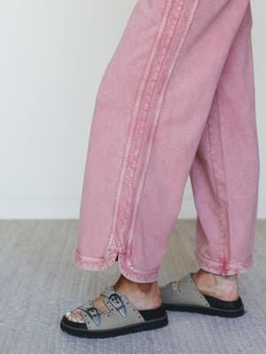 So Comfy Wide Leg Pant Cropped Length - Mauve XL / Burgundy