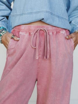 So Comfy Wide Leg Pant Cropped Length - Mauve XL / Burgundy