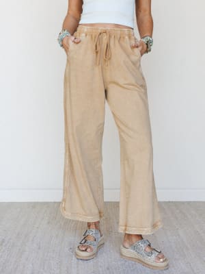 So Comfy Wide Leg Pant Cropped Length - Brown XL / Brown