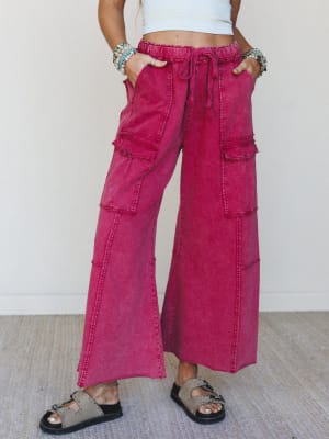 Game On Cargo Wide Leg Pant - Dark Red XL / Dark Red
