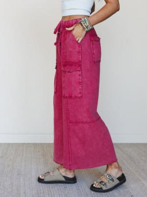 Game On Cargo Wide Leg Pant - Dark Red XL / Dark Red