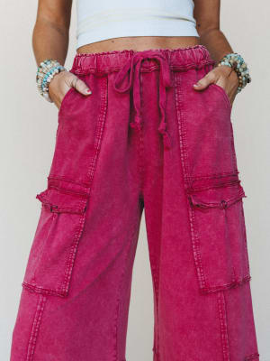 Game On Cargo Wide Leg Pant - Dark Red XL / Dark Red