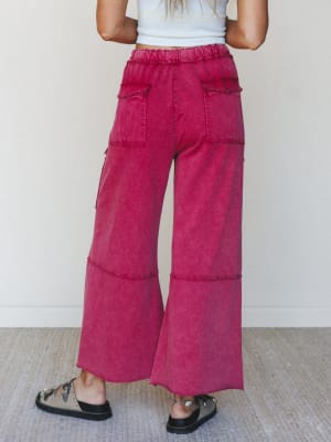 Game On Cargo Wide Leg Pant - Dark Red XL / Dark Red