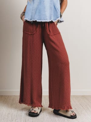 The Nest Sandra Wide Leg Ruffle Pant: undefined