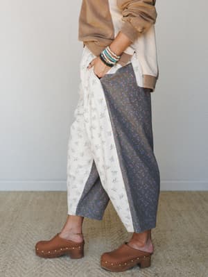 Mystic Plaid Wide Leg Pants: mystic-plaid-wide-leg-pants-beige/Beige
