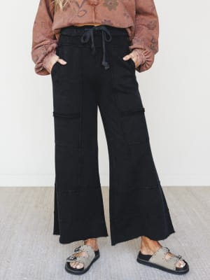 Lucky One Wide Leg Pant - Washed Black XL / Washed Black