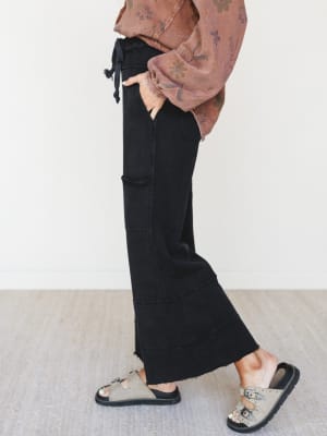 Lucky One Wide Leg Pant - Washed Black XL / Washed Black
