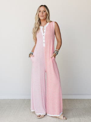 Daphne Striped Wide Leg Jumpsuit: undefined
