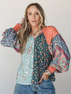 Danielle Mixed Floral Printed Top: undefined