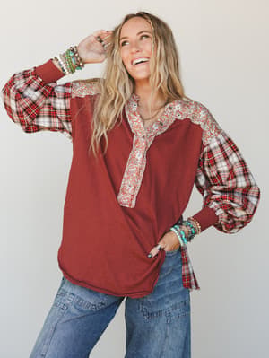 Better Together Mixed Print Top: undefined