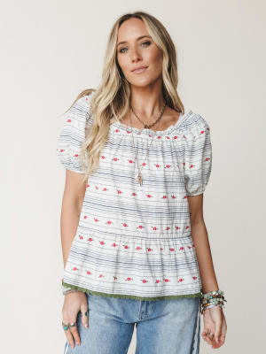 Chasing Memories Blouse

 - White Navy S / White Navy