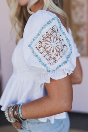 Simple Bliss Embroidered Babydoll Top: undefined