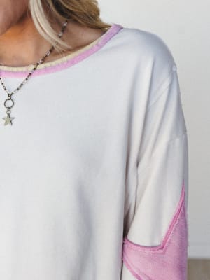 Sky of Stars Long Sleeve Top - Ecru Pink L / Ecru Pink
