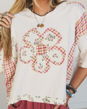 Crazy Daisy Floral Patch Top - Cream L / Cream