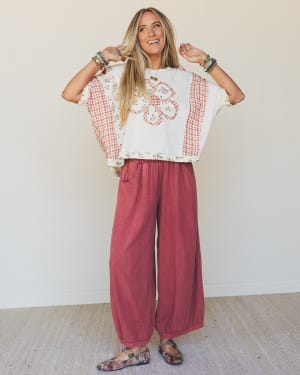 Crazy Daisy Floral Patch Top - Cream L / Cream