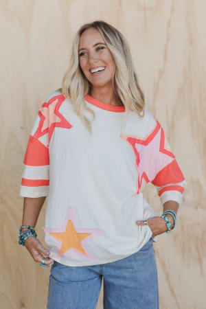 Celestial Drift Colorblock Patched Top: undefined