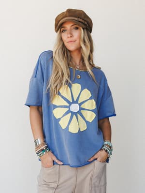 Sunny Blooms Tee - Royal Blue S / Royal Blue