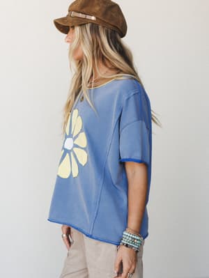 Sunny Blooms Tee - Royal Blue S / Royal Blue