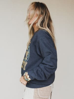 The Nest Lucky Gal Sweatshirt - Dark Heather Gray S/M / Dark Heather Gray