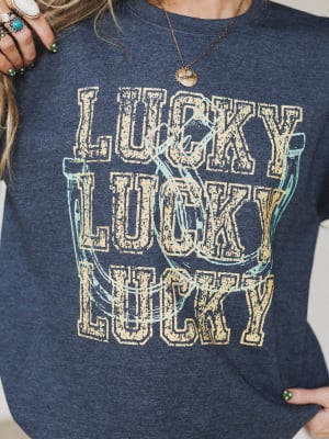 The Nest Lucky Gal Sweatshirt - Dark Heather Gray S/M / Dark Heather Gray