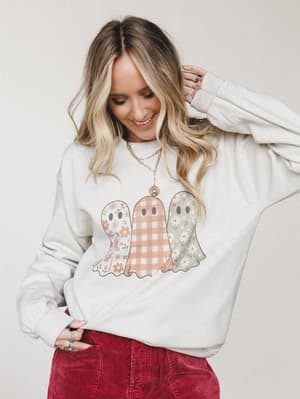 The Nest Patterned Ghosts Pullover Sweatshirt: undefined