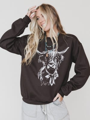 The Nest Highland Love Sweatshirt - Dark Chocolate S/M / Dark Chocolate