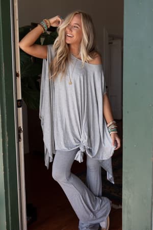 wren-tunic-and-cher-flare-set-heather-gray/Heather Gray