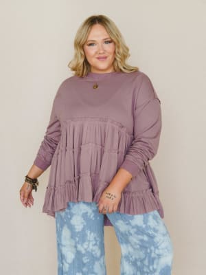 On Your Side Tiered Ruffle Hem Top: undefined