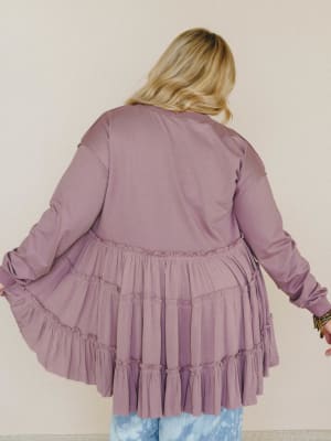 On Your Side Tiered Ruffle Hem Top - Mauve L / Mauve