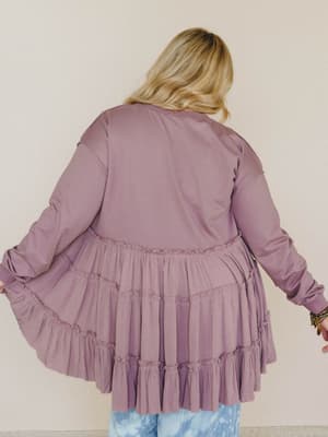 On Your Side Tiered Ruffle Hem Top - Mauve L / Mauve