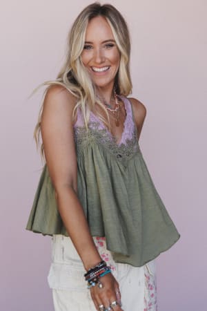 Locket Lace Crochet Cami Top: undefined