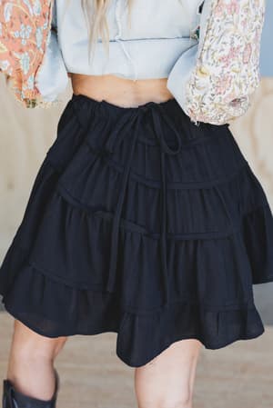 becky-tiered-skirt-black/Black