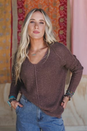 Moonlit Layers V Neck Top: undefined