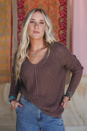 moonlit-layers-v-neck-top-mushroom/Brown