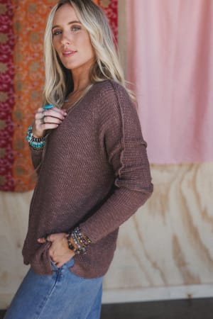 moonlit-layers-v-neck-top-mushroom/Brown