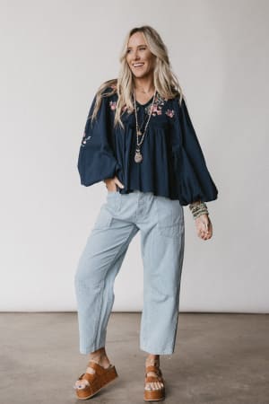 Whimsy Rose Embroidered Top: undefined