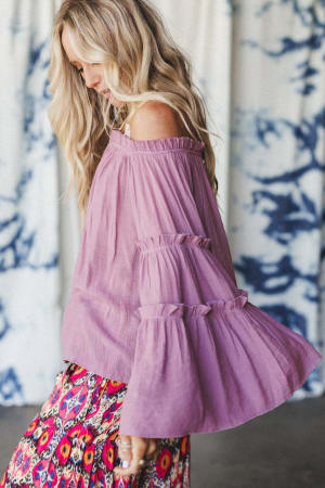 Petal Dancer Bell Sleeve Top: undefined