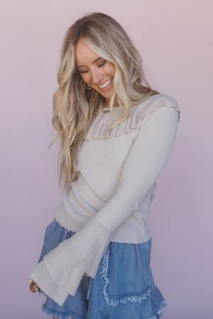 Dusty Romance Ruffled Trim Top: undefined
