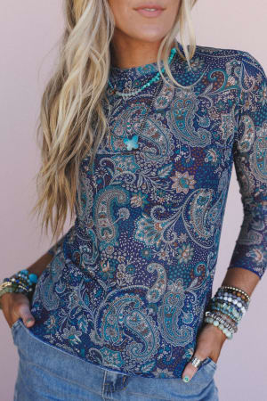The Nest Sapphire Sky Paisley Top: undefined