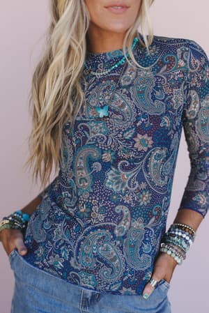 The Nest Sapphire Sky Paisley Top: undefined