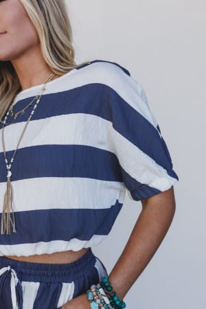 Nautical Wide Stripe Top: undefined