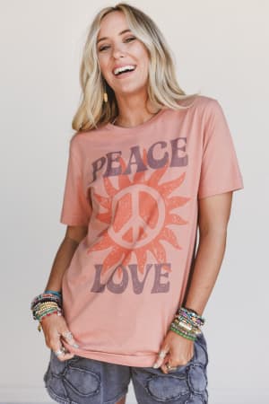 The Nest Peace and Love Graphic Tee: undefined