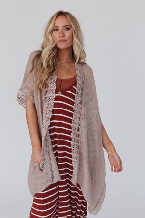Marie Lace Trim Kimono: undefined