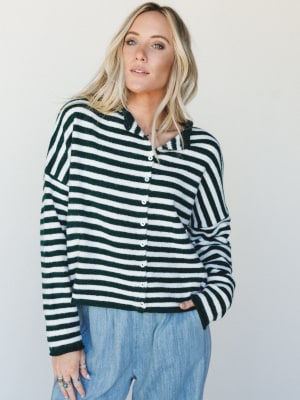 Aira Button Down Cardigan - Forest L / Forest