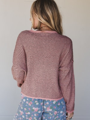 Amara Button Down Cardigan - Rose L / Rose